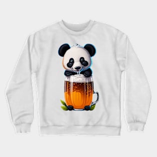 Cute Panda With A Beer Mug Crewneck Sweatshirt